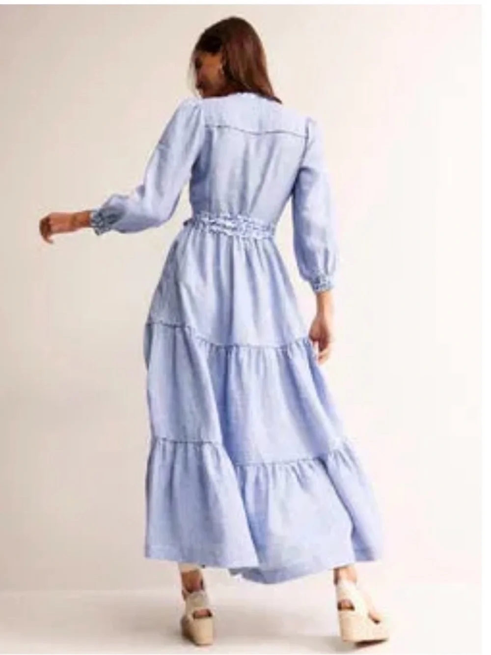 Boden alba linen maxi dress in blue size 12R NWT style D0884 defective - Picture 6 of 13